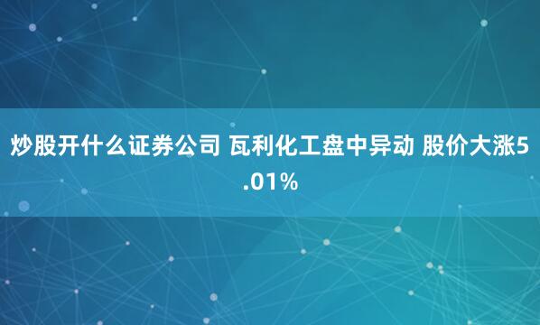 炒股开什么证券公司 瓦利化工盘中异动 股价大涨5.01%